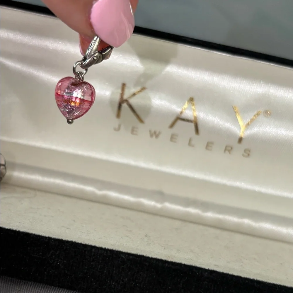 Sterling silver Murano glass heart charm - Picture 2 of 3